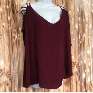 Women's Torrid Strappy open shoulder Burgundy top Size 2X